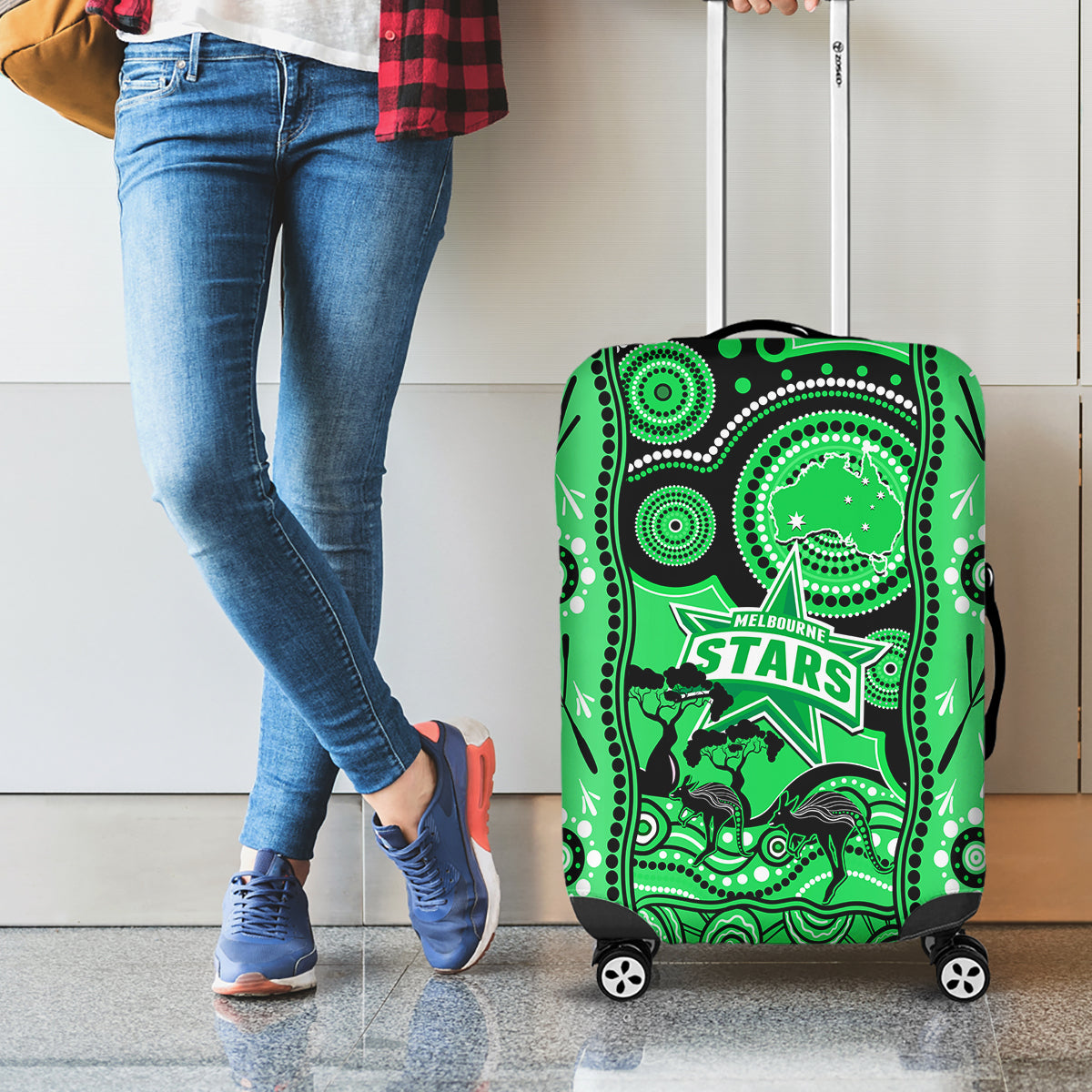 Melbourne Stars Cricket Luggage Cover Happy Australia Day Aboriginal Art - Vibe Hoodie Shop