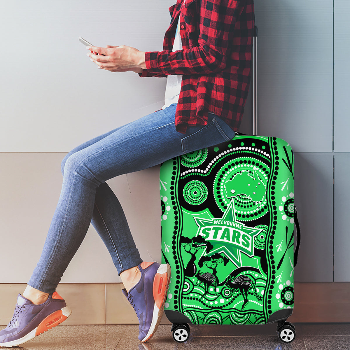 Melbourne Stars Cricket Luggage Cover Happy Australia Day Aboriginal Art - Vibe Hoodie Shop