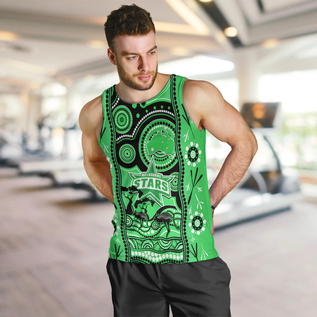 Melbourne Stars Cricket Men Tank Top Happy Australia Day Aboriginal Art - Vibe Hoodie Shop