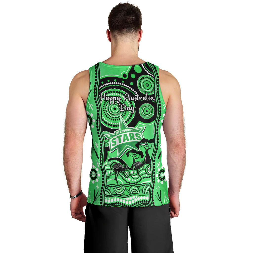 Melbourne Stars Cricket Men Tank Top Happy Australia Day Aboriginal Art - Vibe Hoodie Shop