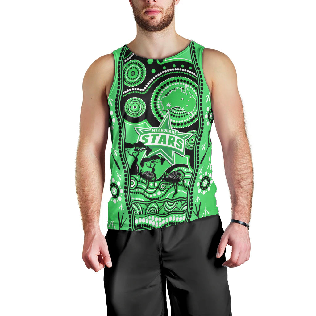 Melbourne Stars Cricket Men Tank Top Happy Australia Day Aboriginal Art - Vibe Hoodie Shop