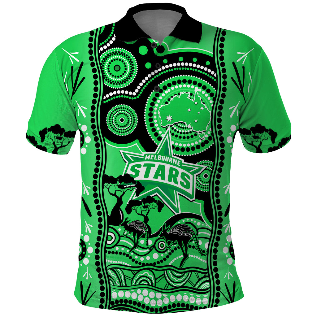 Melbourne Stars Cricket Polo Shirt Happy Australia Day Aboriginal Art - Vibe Hoodie Shop