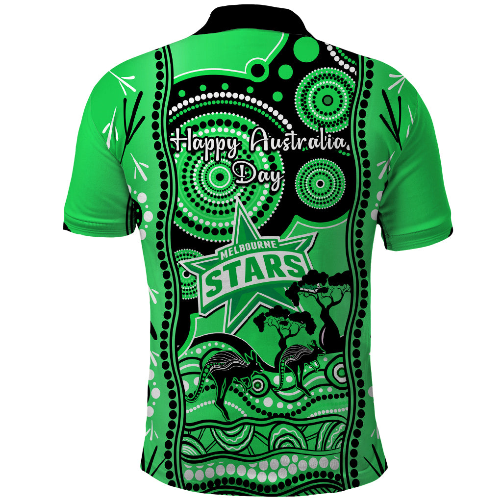 Melbourne Stars Cricket Polo Shirt Happy Australia Day Aboriginal Art - Vibe Hoodie Shop