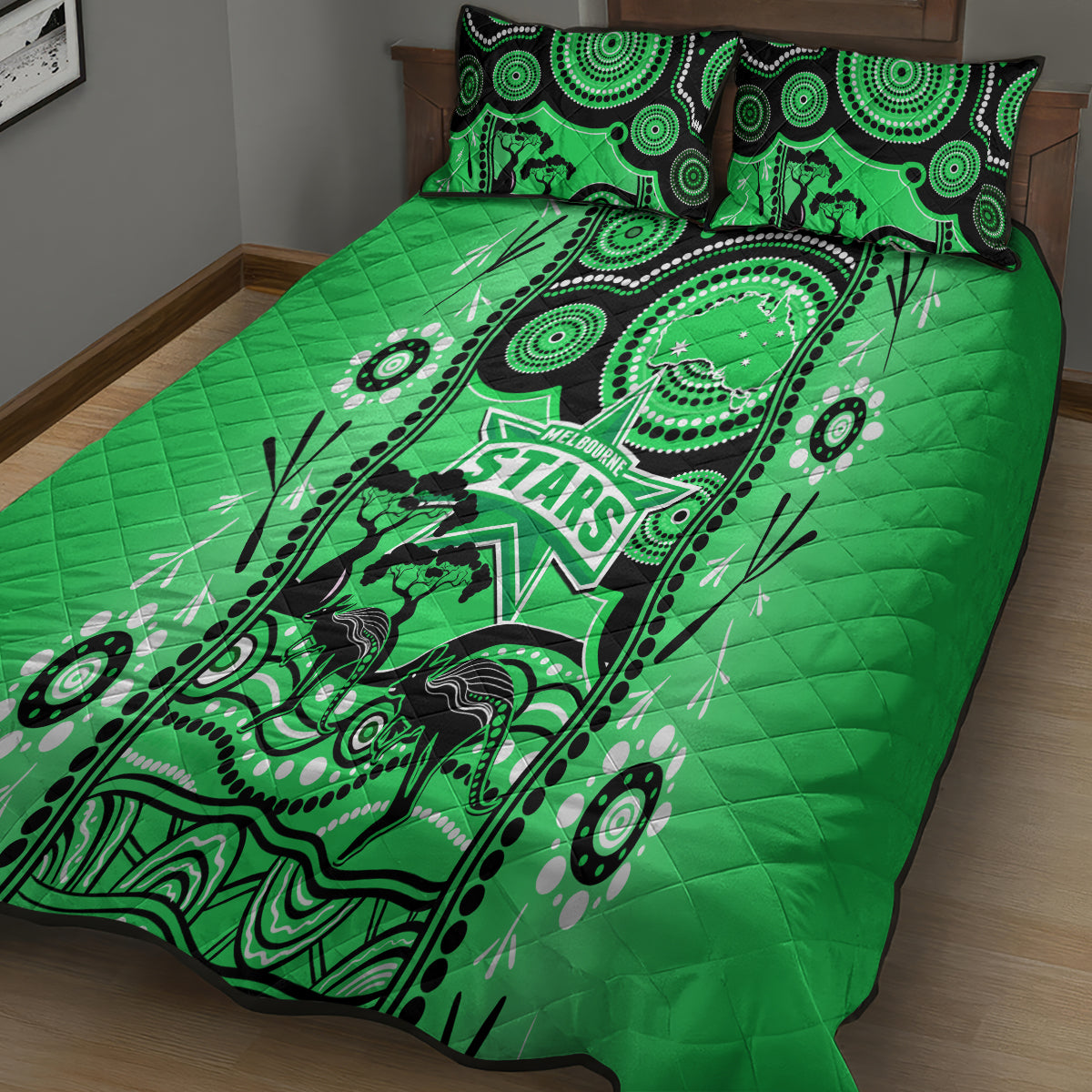 Melbourne Stars Cricket Quilt Bed Set Happy Australia Day Aboriginal Art - Vibe Hoodie Shop