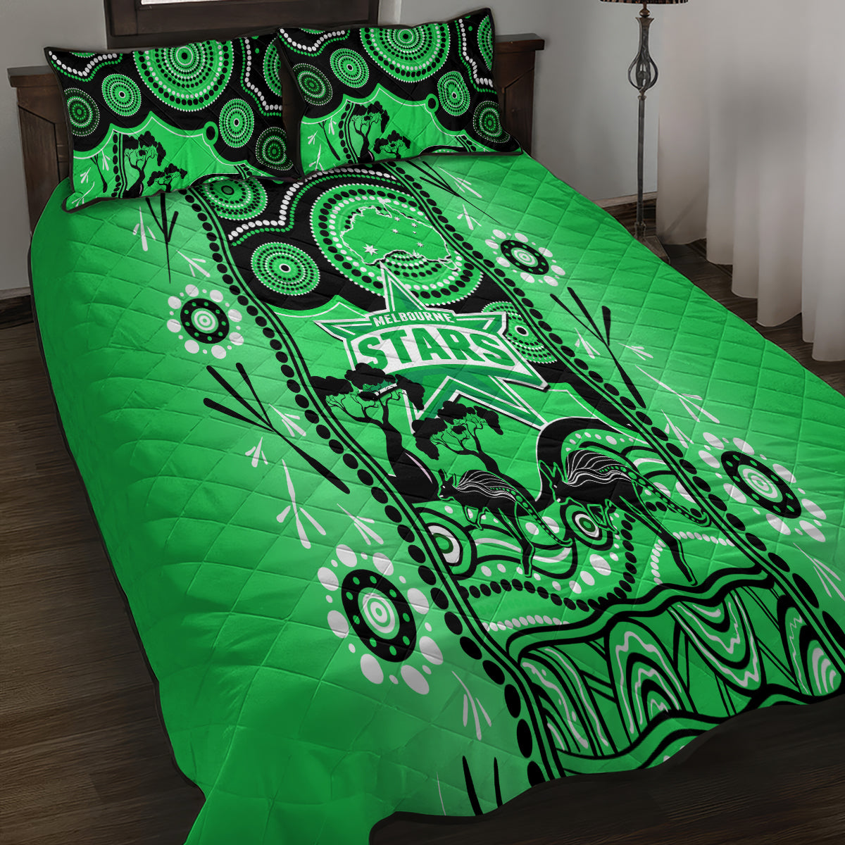 Melbourne Stars Cricket Quilt Bed Set Happy Australia Day Aboriginal Art - Vibe Hoodie Shop