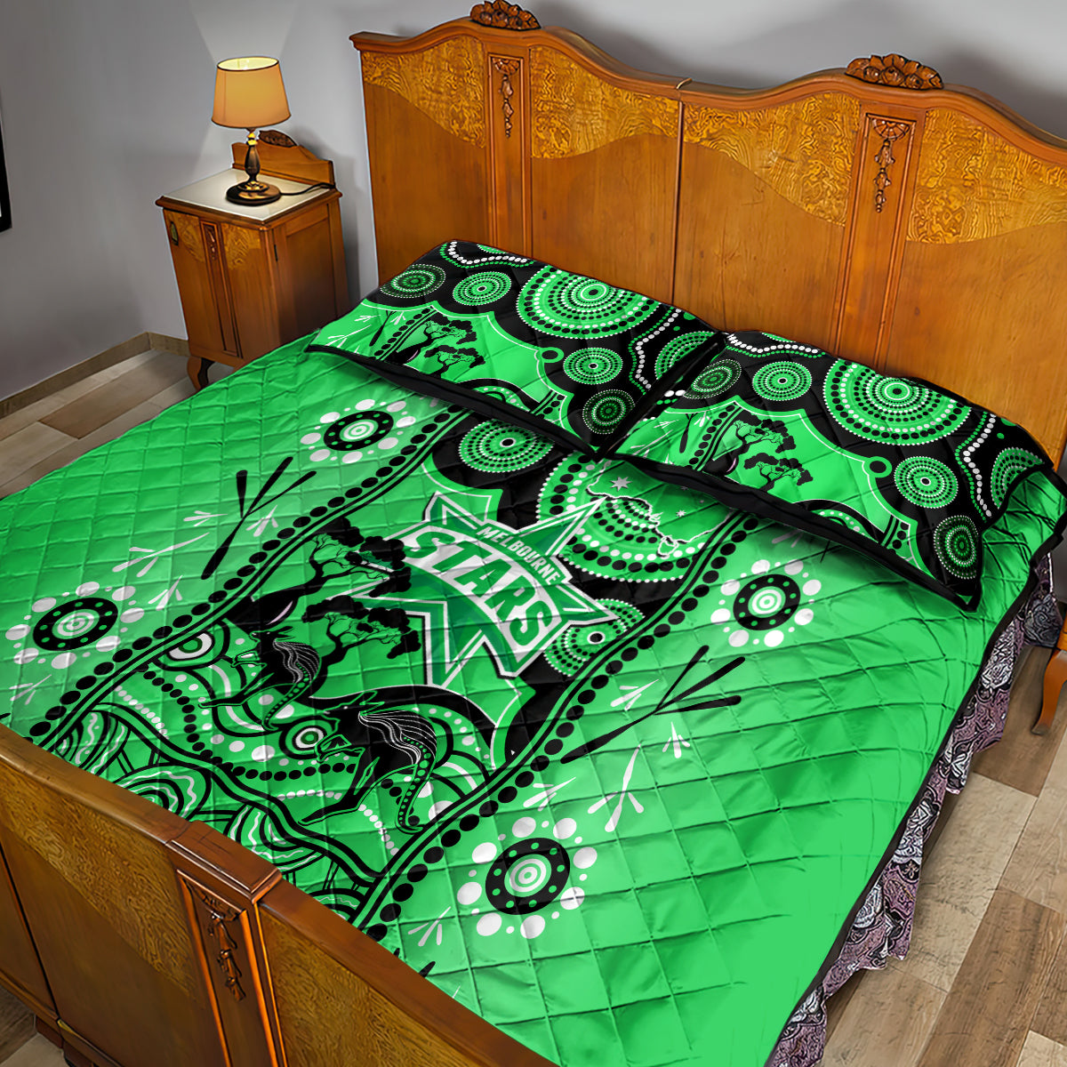 Melbourne Stars Cricket Quilt Bed Set Happy Australia Day Aboriginal Art - Vibe Hoodie Shop