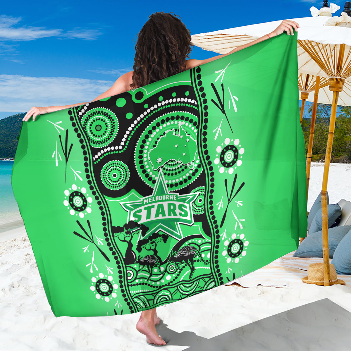 Melbourne Stars Cricket Sarong Happy Australia Day Aboriginal Art - Vibe Hoodie Shop