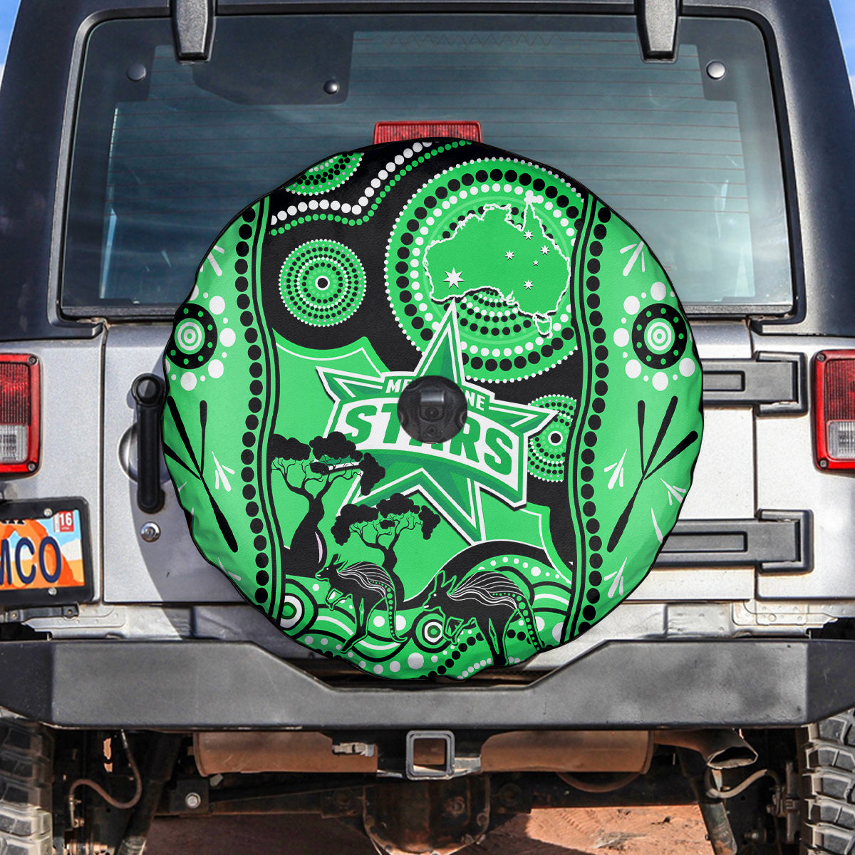 Melbourne Stars Cricket Spare Tire Cover Happy Australia Day Aboriginal Art - Vibe Hoodie Shop