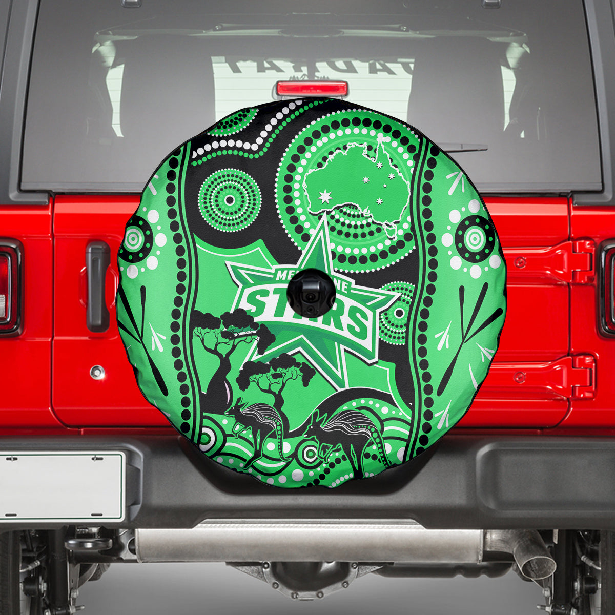 Melbourne Stars Cricket Spare Tire Cover Happy Australia Day Aboriginal Art - Vibe Hoodie Shop