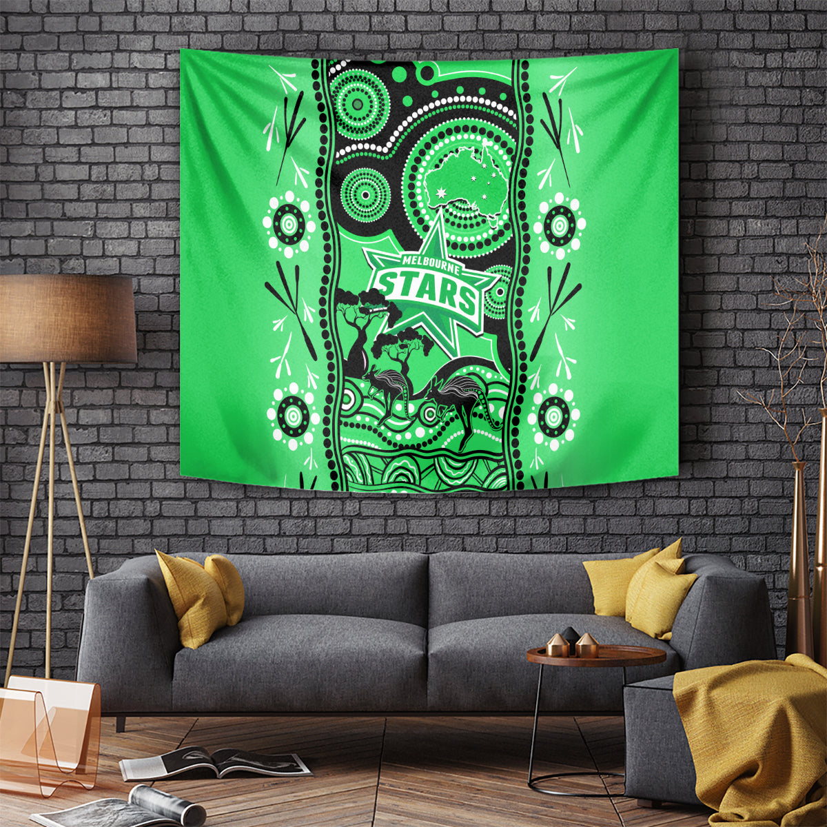 Melbourne Stars Cricket Tapestry Happy Australia Day Aboriginal Art - Vibe Hoodie Shop