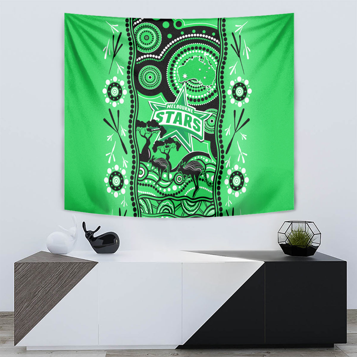 Melbourne Stars Cricket Tapestry Happy Australia Day Aboriginal Art - Vibe Hoodie Shop