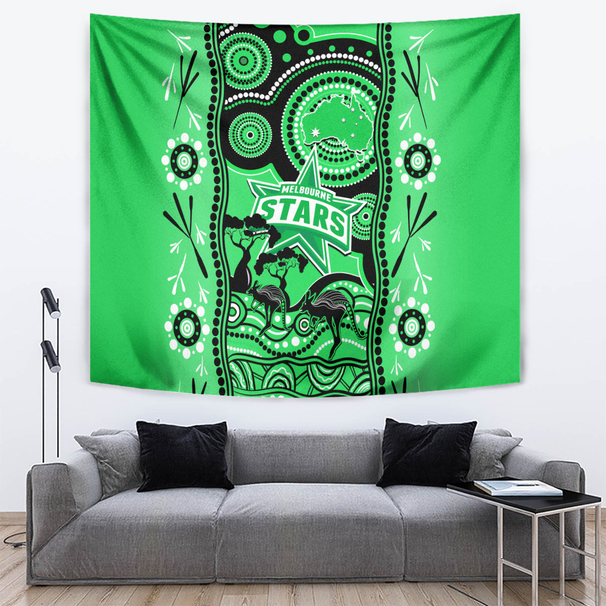 Melbourne Stars Cricket Tapestry Happy Australia Day Aboriginal Art - Vibe Hoodie Shop