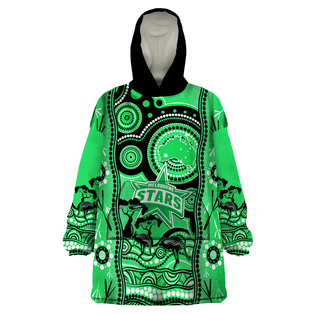 Melbourne Stars Cricket Wearable Blanket Hoodie Happy Australia Day Aboriginal Art - Vibe Hoodie Shop