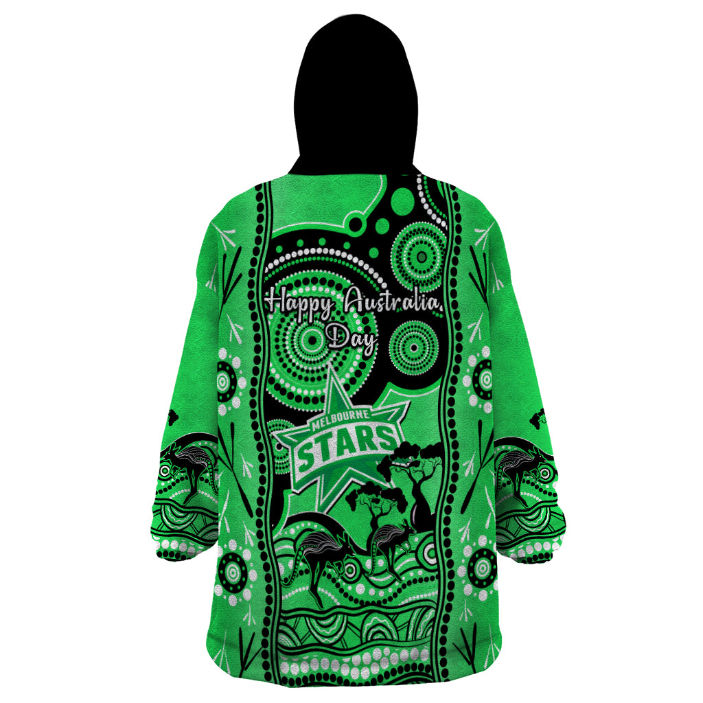 Melbourne Stars Cricket Wearable Blanket Hoodie Happy Australia Day Aboriginal Art - Vibe Hoodie Shop