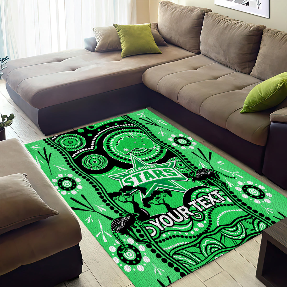 Custom Melbourne Stars Cricket Area Rug Happy Australia Day Aboriginal Art - Vibe Hoodie Shop