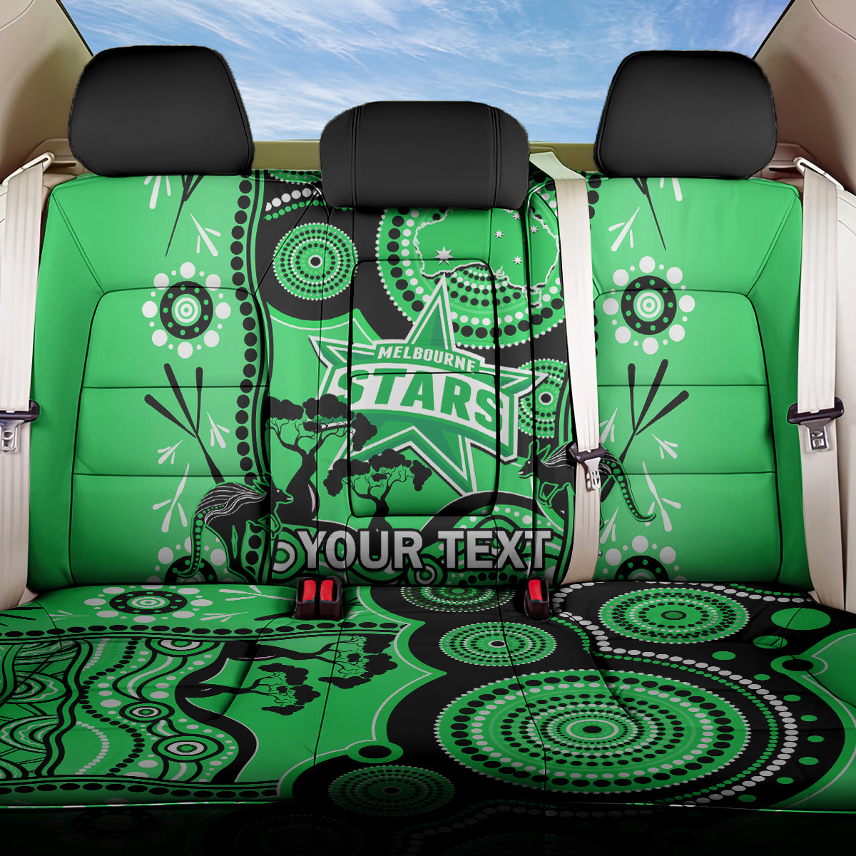 Custom Melbourne Stars Cricket Back Car Seat Cover Happy Australia Day Aboriginal Art LT14