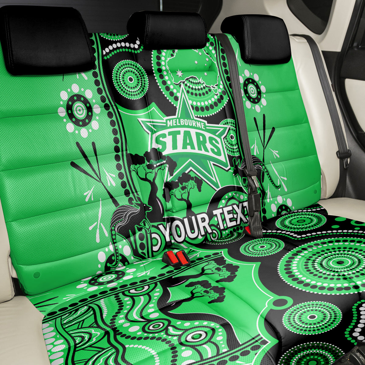 Custom Melbourne Stars Cricket Back Car Seat Cover Happy Australia Day Aboriginal Art LT14