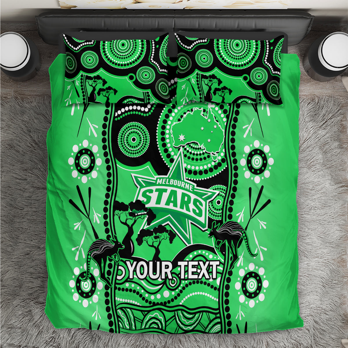 Custom Melbourne Stars Cricket Bedding Set Happy Australia Day Aboriginal Art - Vibe Hoodie Shop