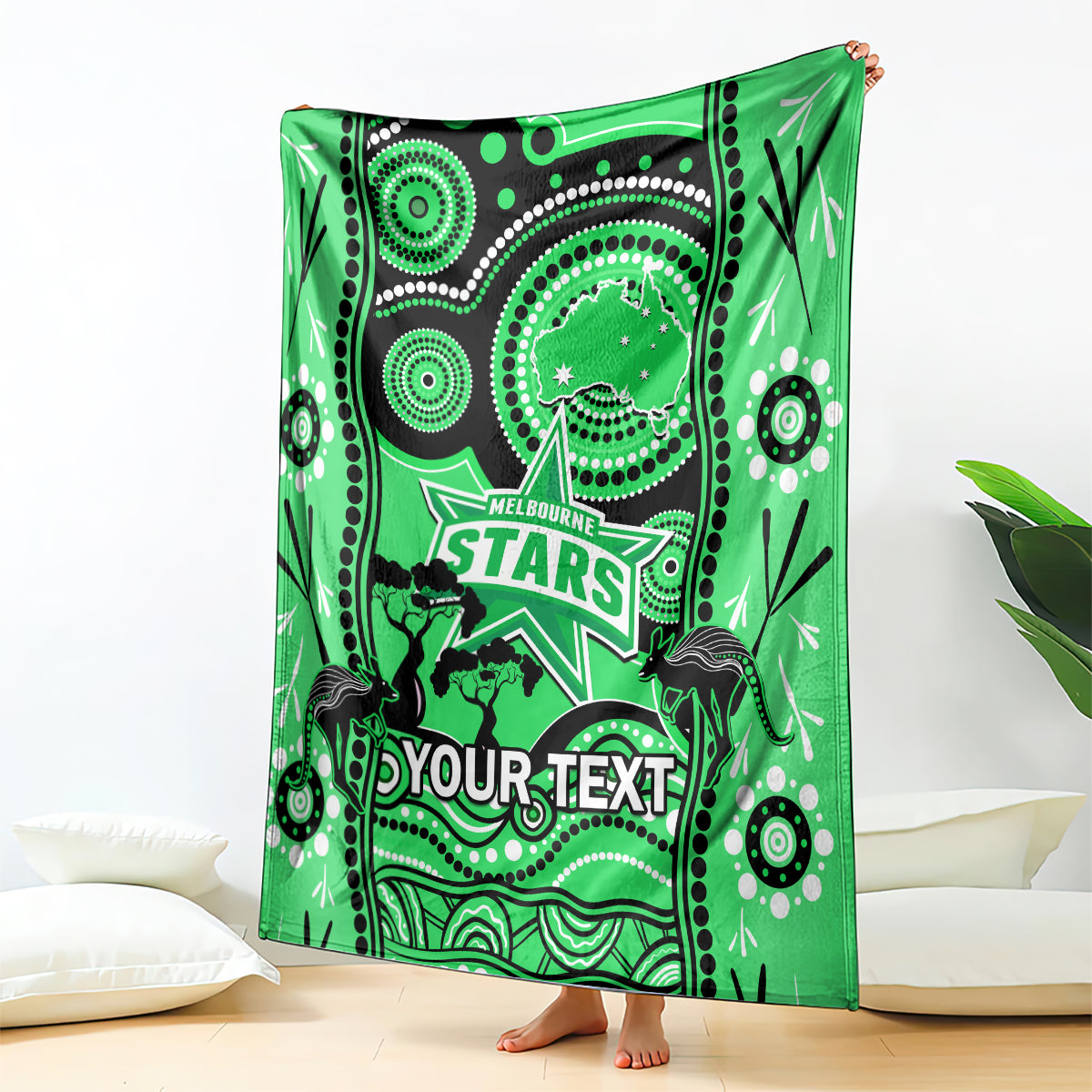 Custom Melbourne Stars Cricket Blanket Happy Australia Day Aboriginal Art - Vibe Hoodie Shop