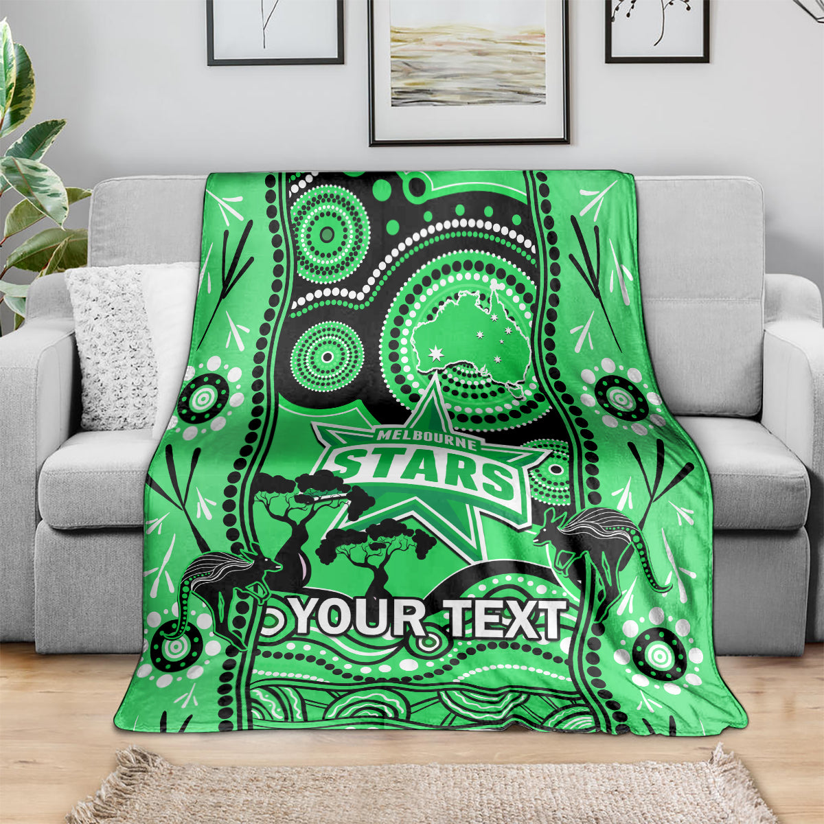 Custom Melbourne Stars Cricket Blanket Happy Australia Day Aboriginal Art - Vibe Hoodie Shop