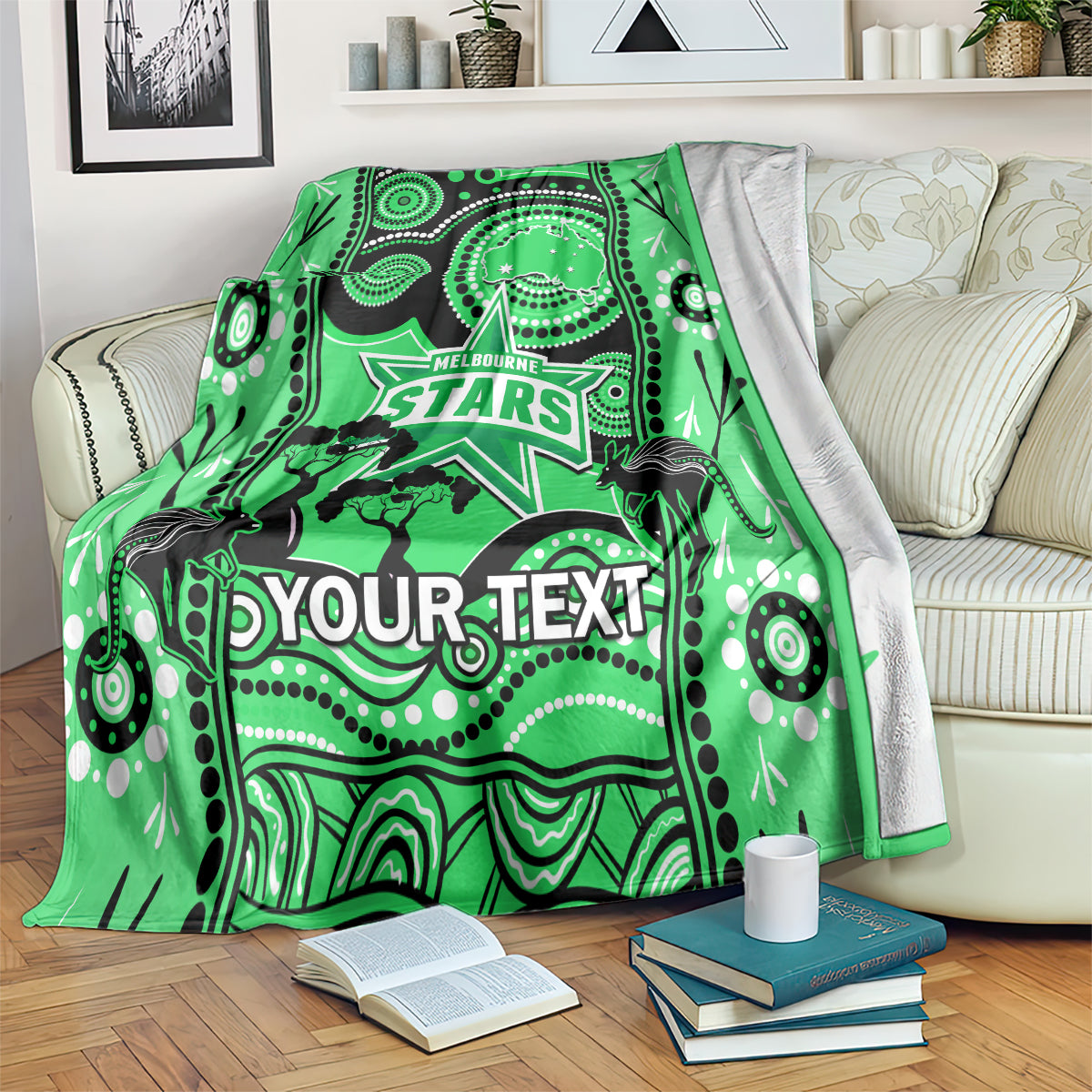 Custom Melbourne Stars Cricket Blanket Happy Australia Day Aboriginal Art - Vibe Hoodie Shop