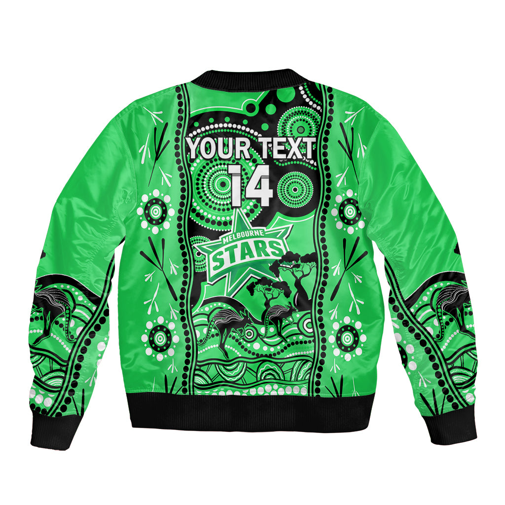 Custom Melbourne Stars Cricket Bomber Jacket Happy Australia Day Aboriginal Art - Vibe Hoodie Shop