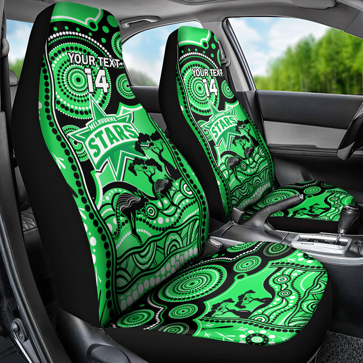 Custom Melbourne Stars Cricket Car Seat Cover Happy Australia Day Aboriginal Art - Vibe Hoodie Shop