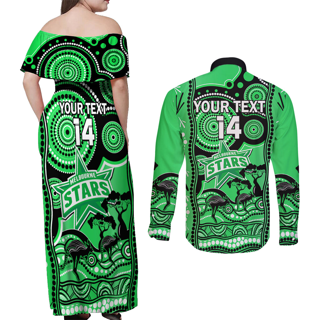 custom-melbourne-stars-cricket-couples-matching-off-shoulder-maxi-dress-and-long-sleeve-button-shirt-happy-australia-day-aboriginal-art