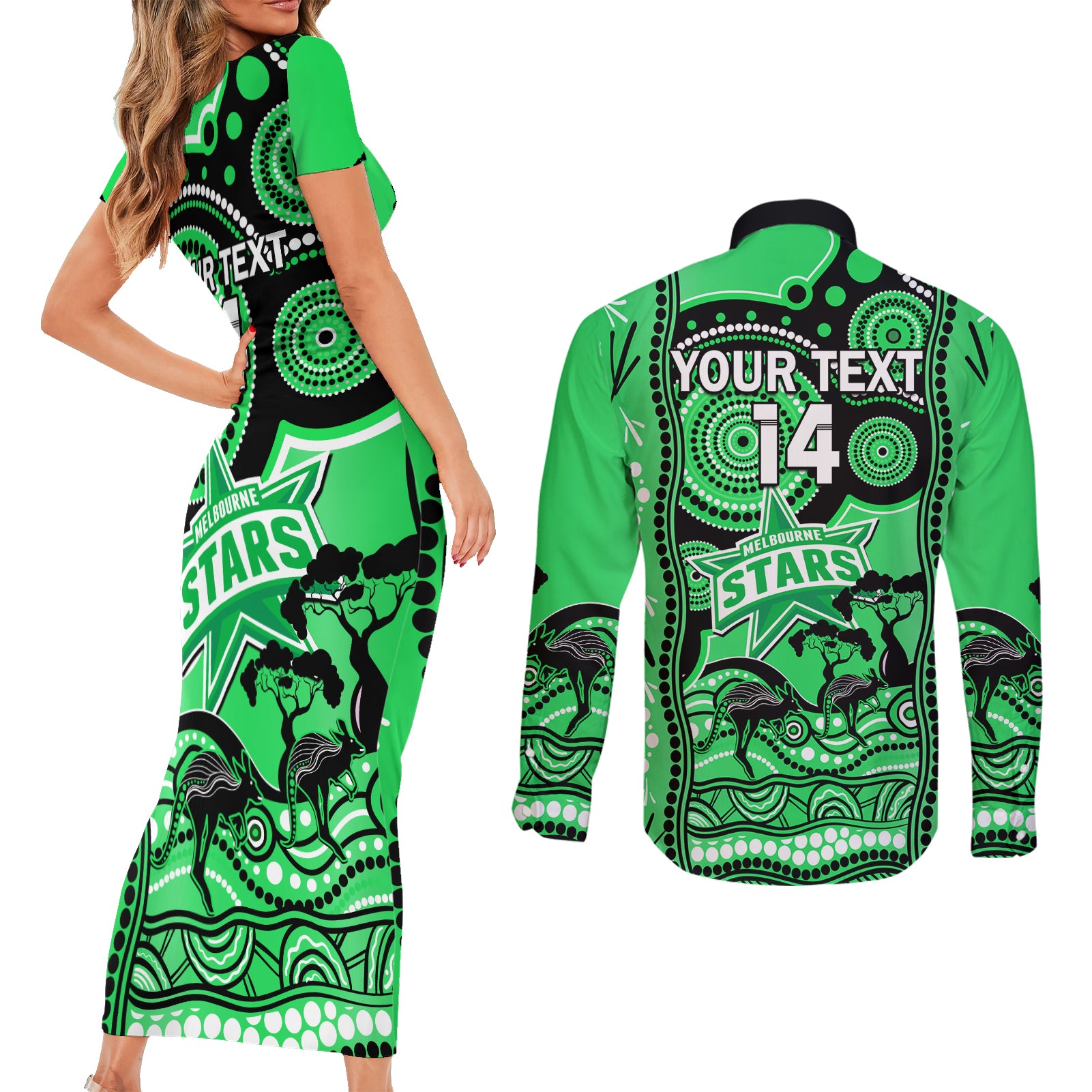 custom-melbourne-stars-cricket-couples-matching-short-sleeve-bodycon-dress-and-long-sleeve-button-shirt-happy-australia-day-aboriginal-art