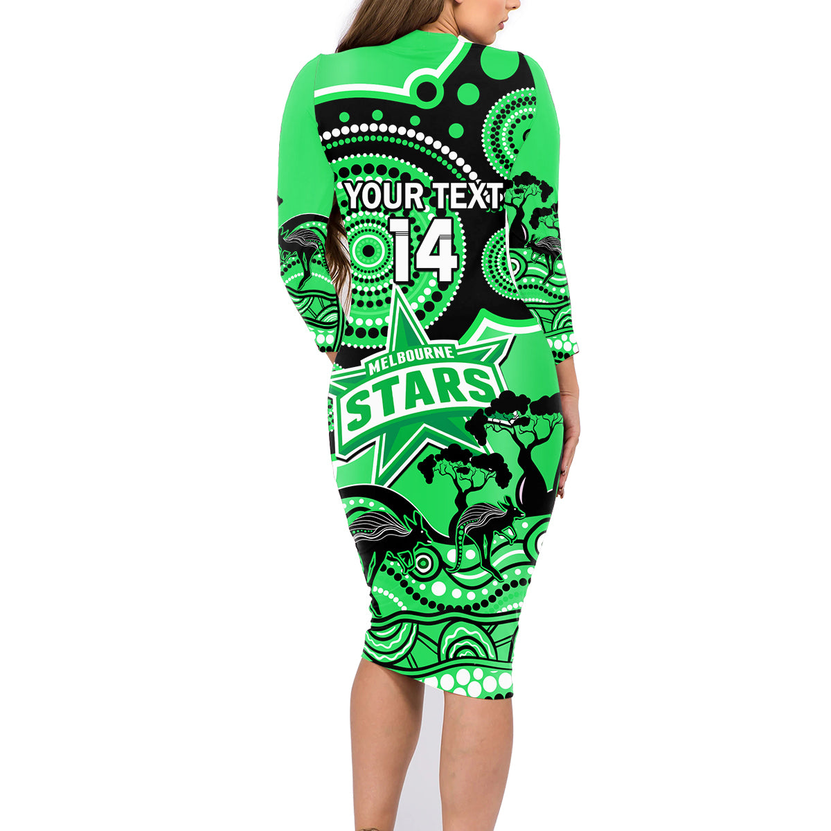 custom-melbourne-stars-cricket-family-matching-long-sleeve-bodycon-dress-and-hawaiian-shirt-happy-australia-day-aboriginal-art