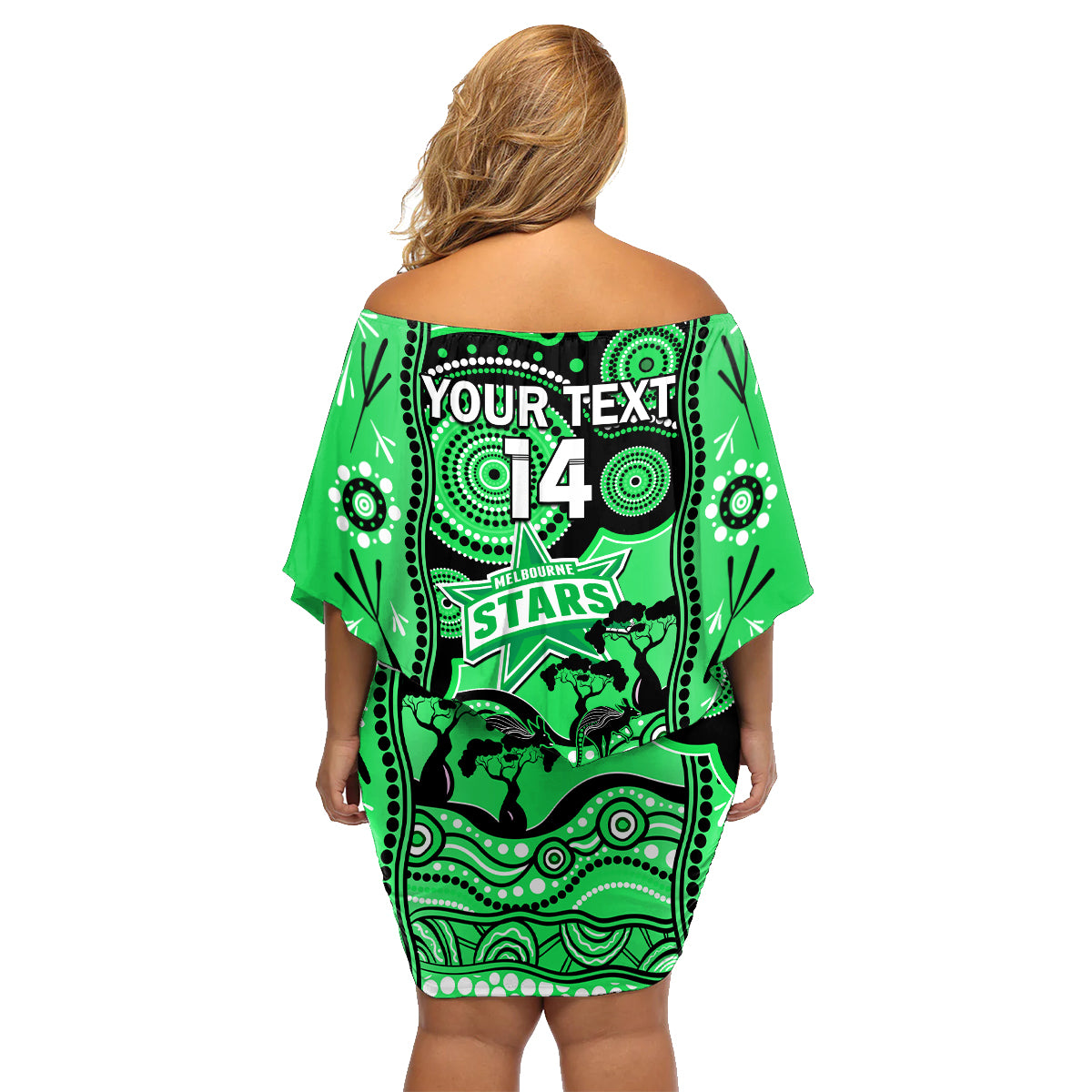 custom-melbourne-stars-cricket-family-matching-off-shoulder-short-dress-and-hawaiian-shirt-happy-australia-day-aboriginal-art