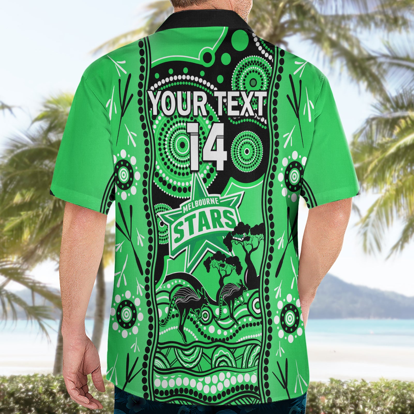 Custom Melbourne Stars Cricket Hawaiian Shirt Happy Australia Day Aboriginal Art - Vibe Hoodie Shop