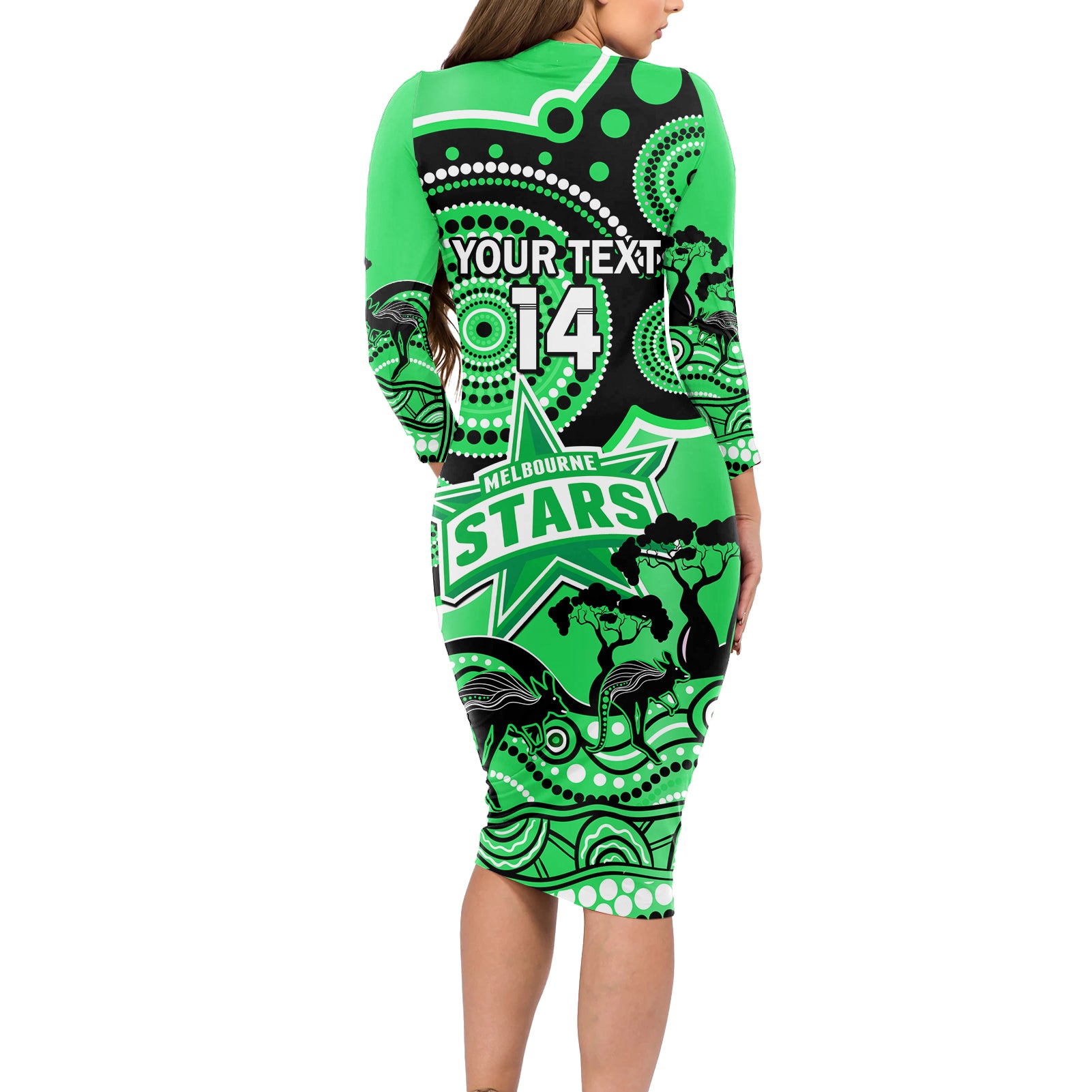 custom-melbourne-stars-cricket-long-sleeve-bodycon-dress-happy-australia-day-aboriginal-art