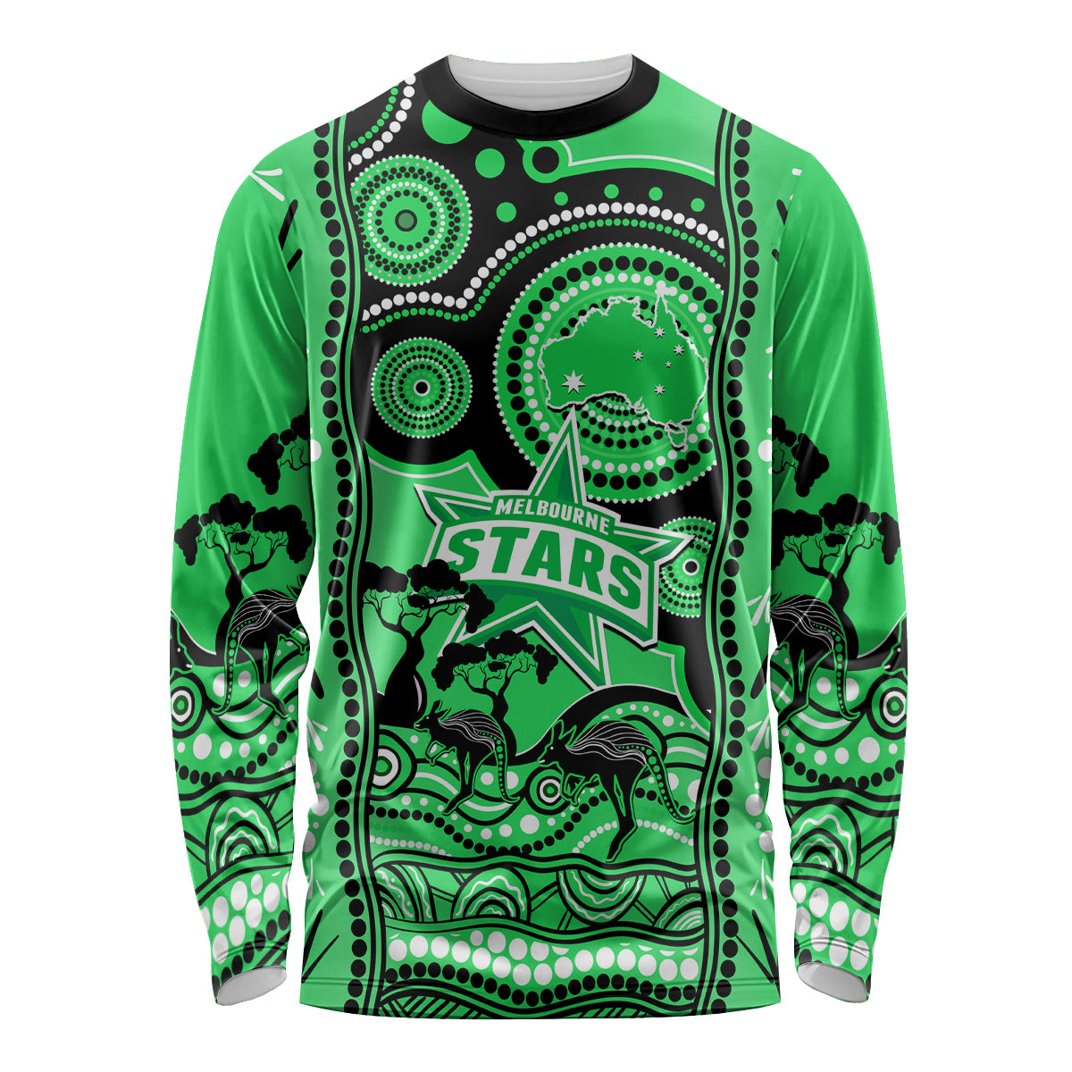 Custom Melbourne Stars Cricket Long Sleeve Shirt Happy Australia Day Aboriginal Art - Vibe Hoodie Shop