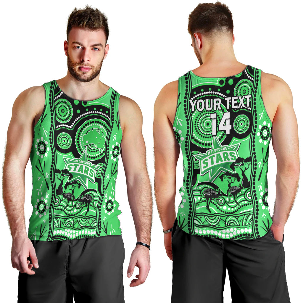 Custom Melbourne Stars Cricket Men Tank Top Happy Australia Day Aboriginal Art - Vibe Hoodie Shop