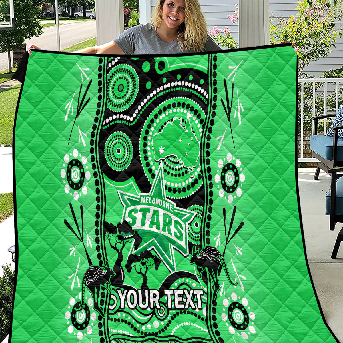 Custom Melbourne Stars Cricket Quilt Happy Australia Day Aboriginal Art - Vibe Hoodie Shop