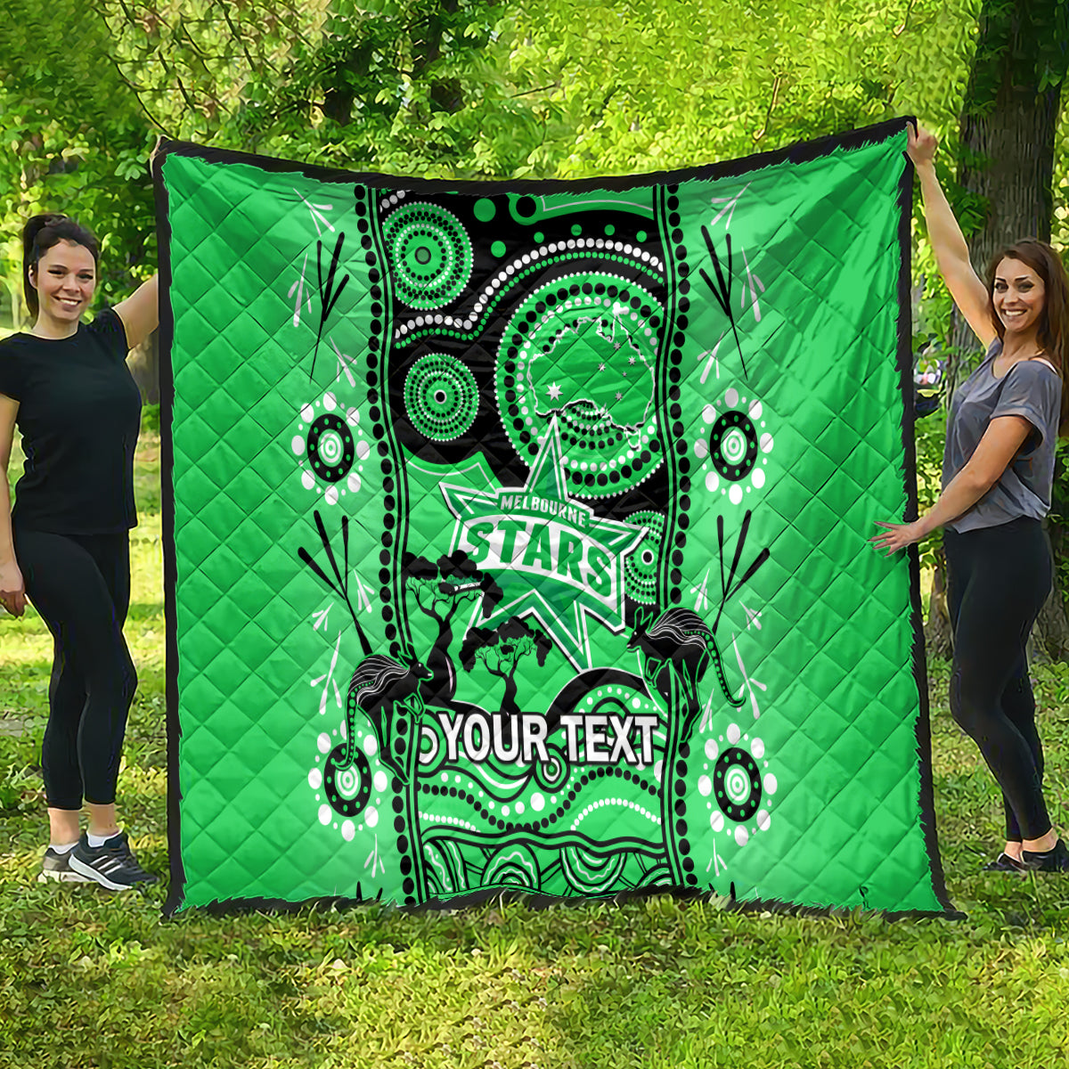 Custom Melbourne Stars Cricket Quilt Happy Australia Day Aboriginal Art - Vibe Hoodie Shop