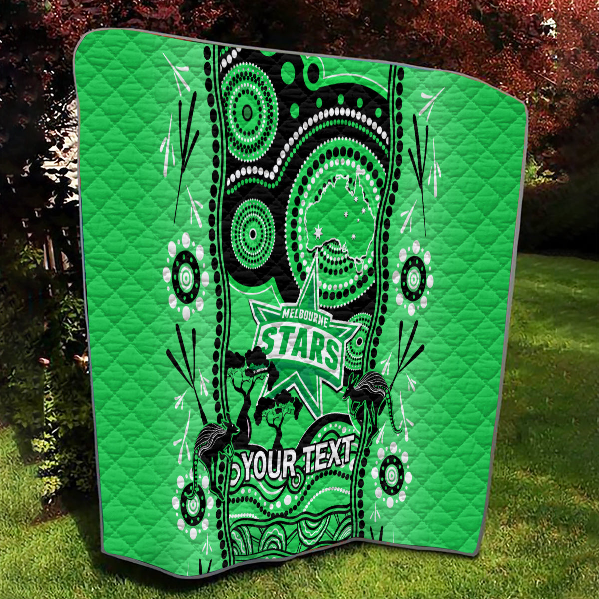 Custom Melbourne Stars Cricket Quilt Happy Australia Day Aboriginal Art - Vibe Hoodie Shop