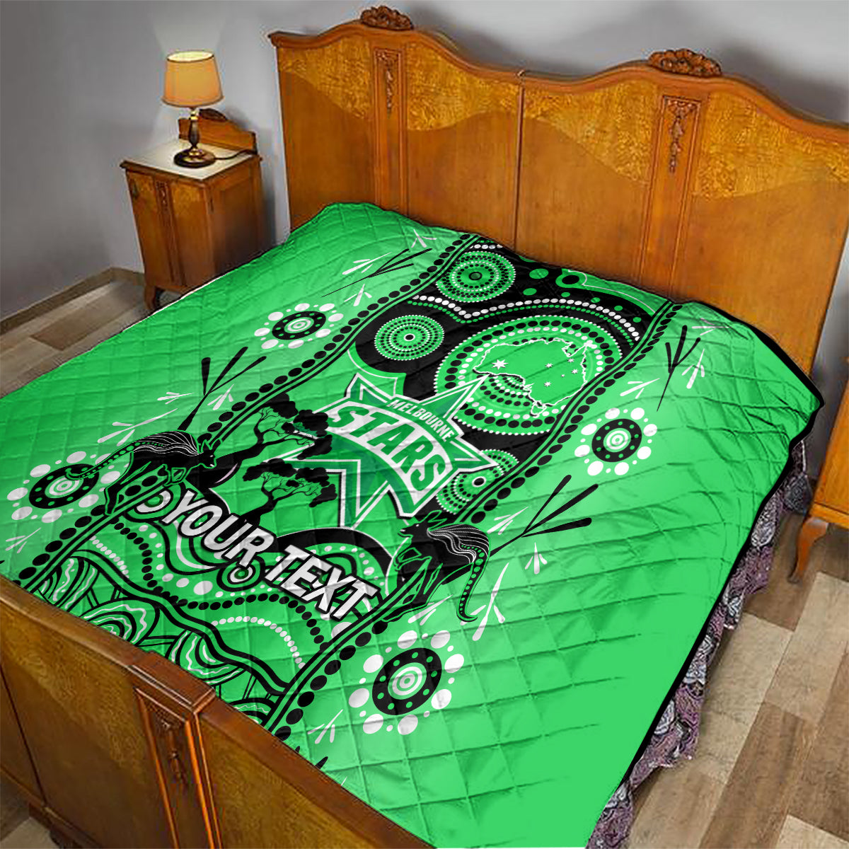 Custom Melbourne Stars Cricket Quilt Happy Australia Day Aboriginal Art - Vibe Hoodie Shop