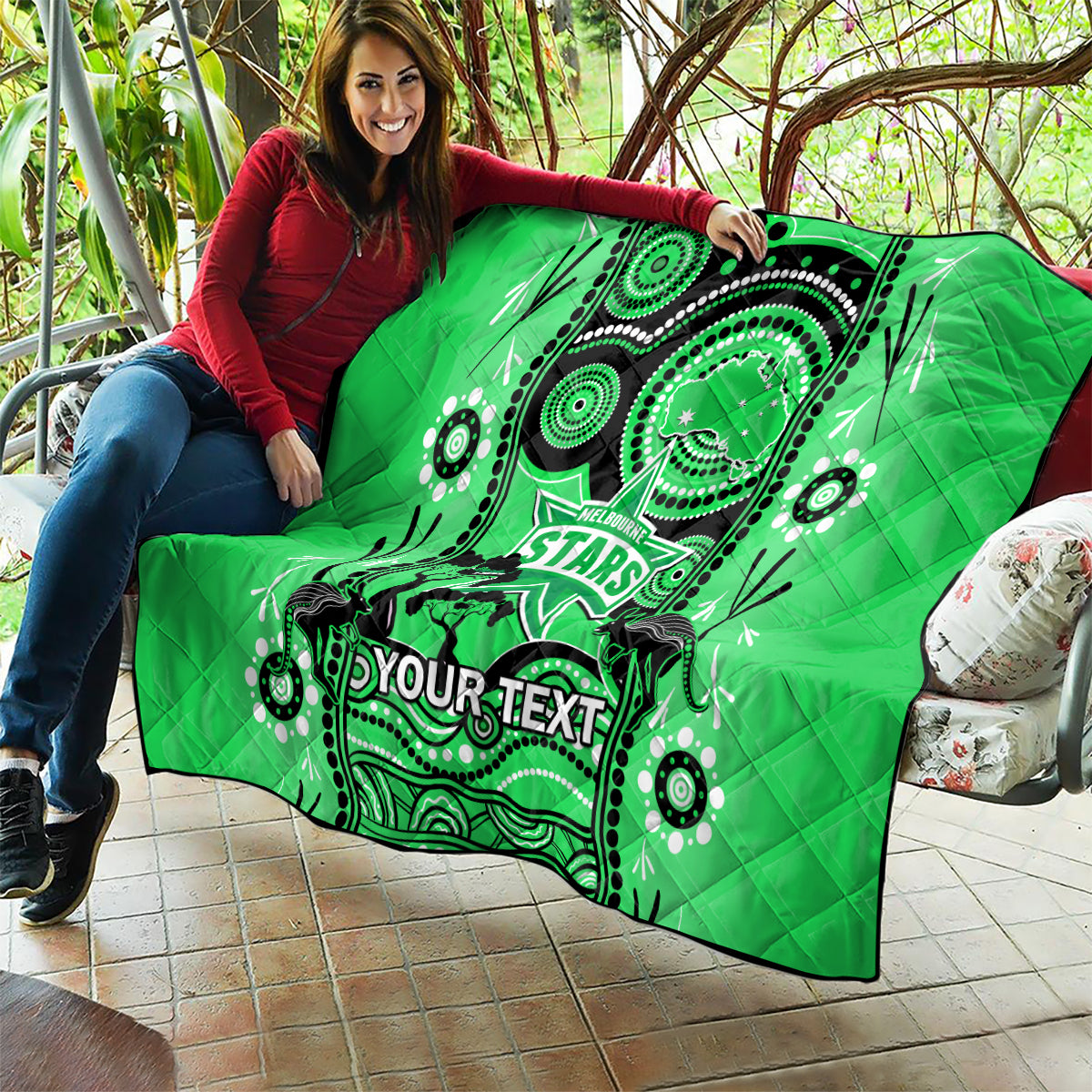 Custom Melbourne Stars Cricket Quilt Happy Australia Day Aboriginal Art - Vibe Hoodie Shop