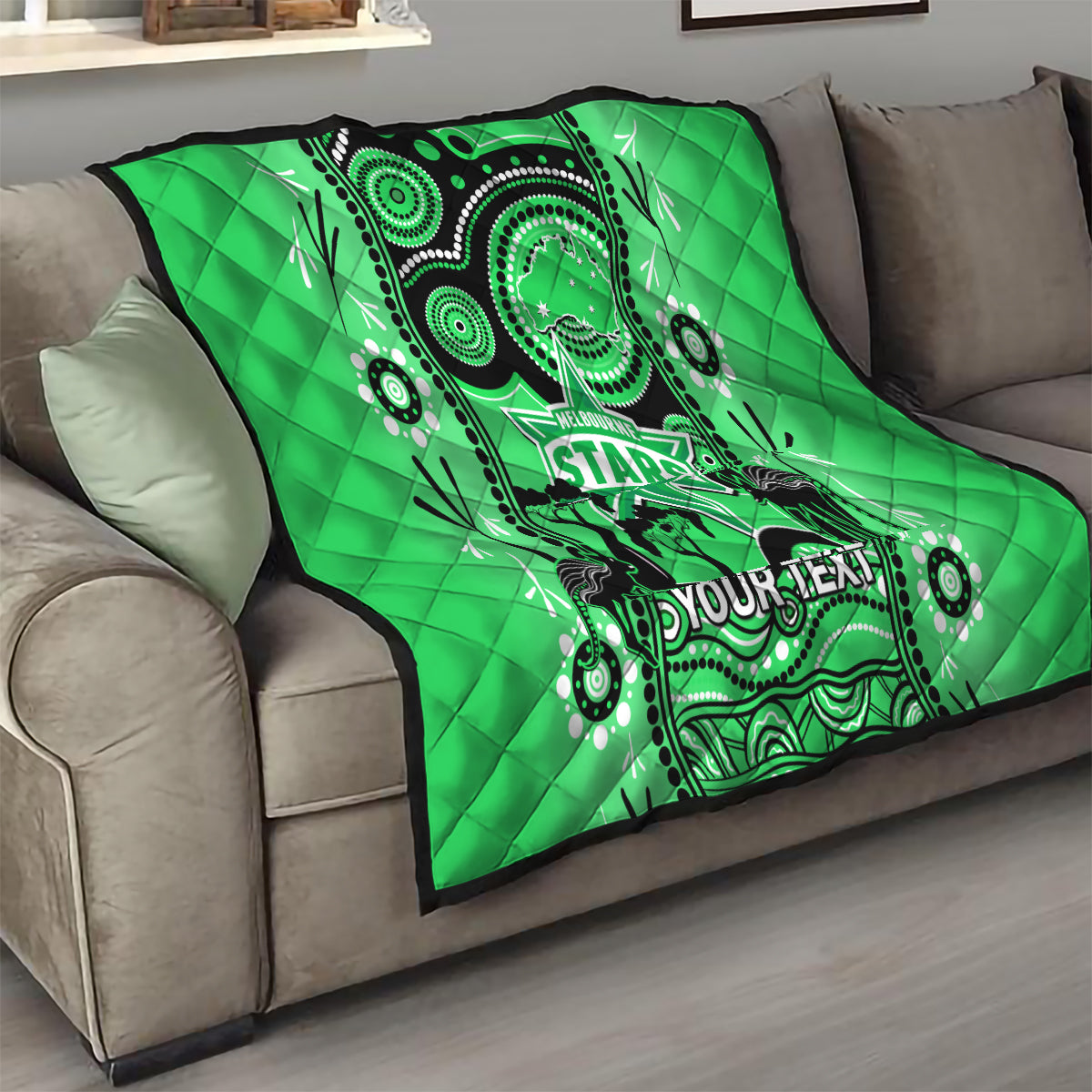 Custom Melbourne Stars Cricket Quilt Happy Australia Day Aboriginal Art - Vibe Hoodie Shop