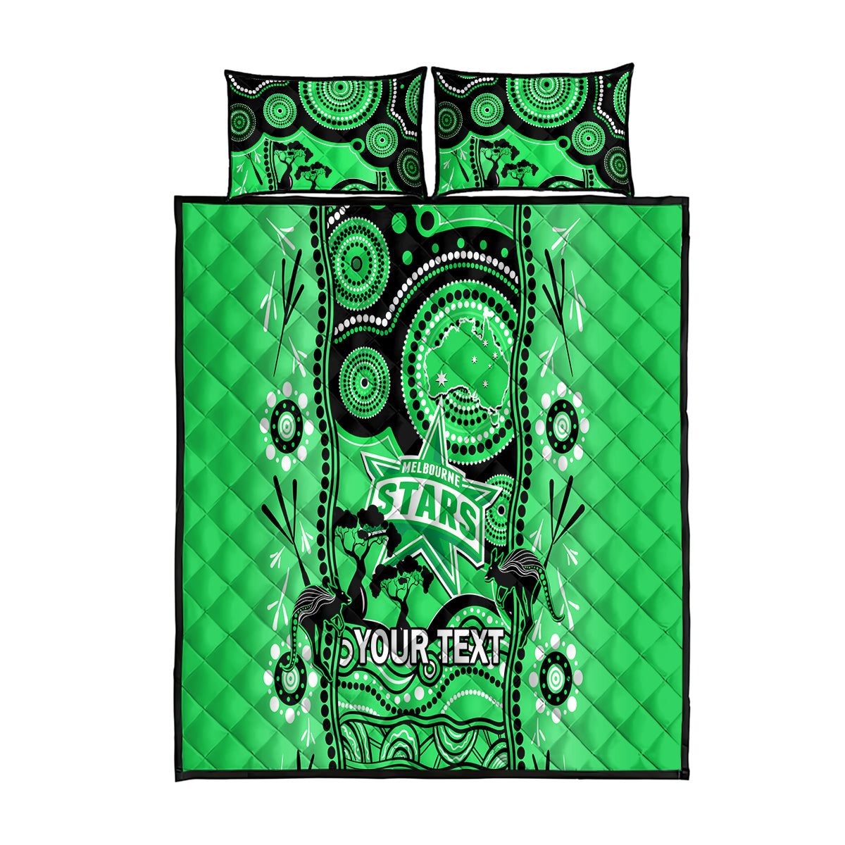 Custom Melbourne Stars Cricket Quilt Bed Set Happy Australia Day Aboriginal Art - Vibe Hoodie Shop