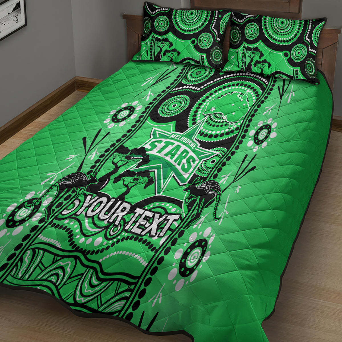 Custom Melbourne Stars Cricket Quilt Bed Set Happy Australia Day Aboriginal Art - Vibe Hoodie Shop