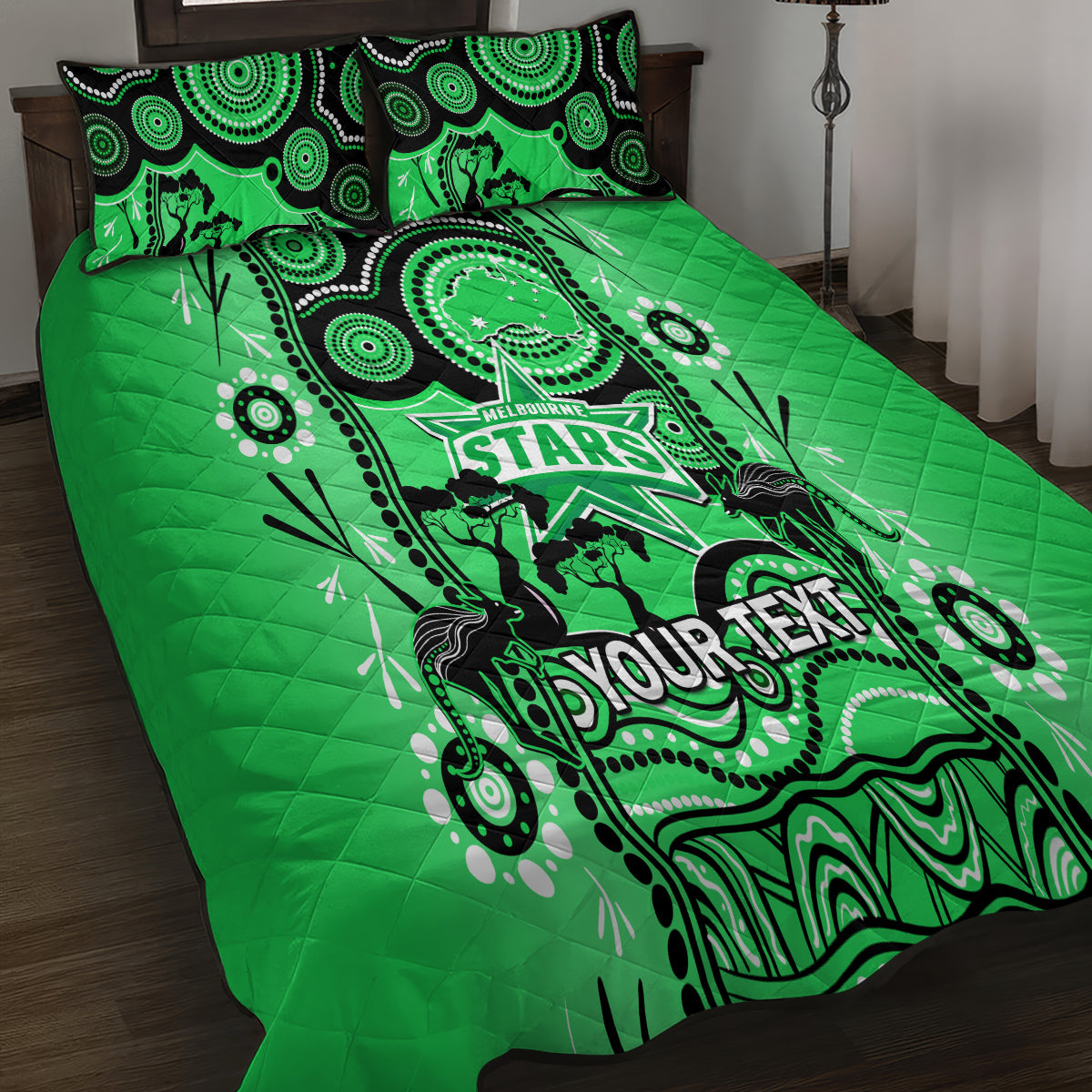 Custom Melbourne Stars Cricket Quilt Bed Set Happy Australia Day Aboriginal Art - Vibe Hoodie Shop