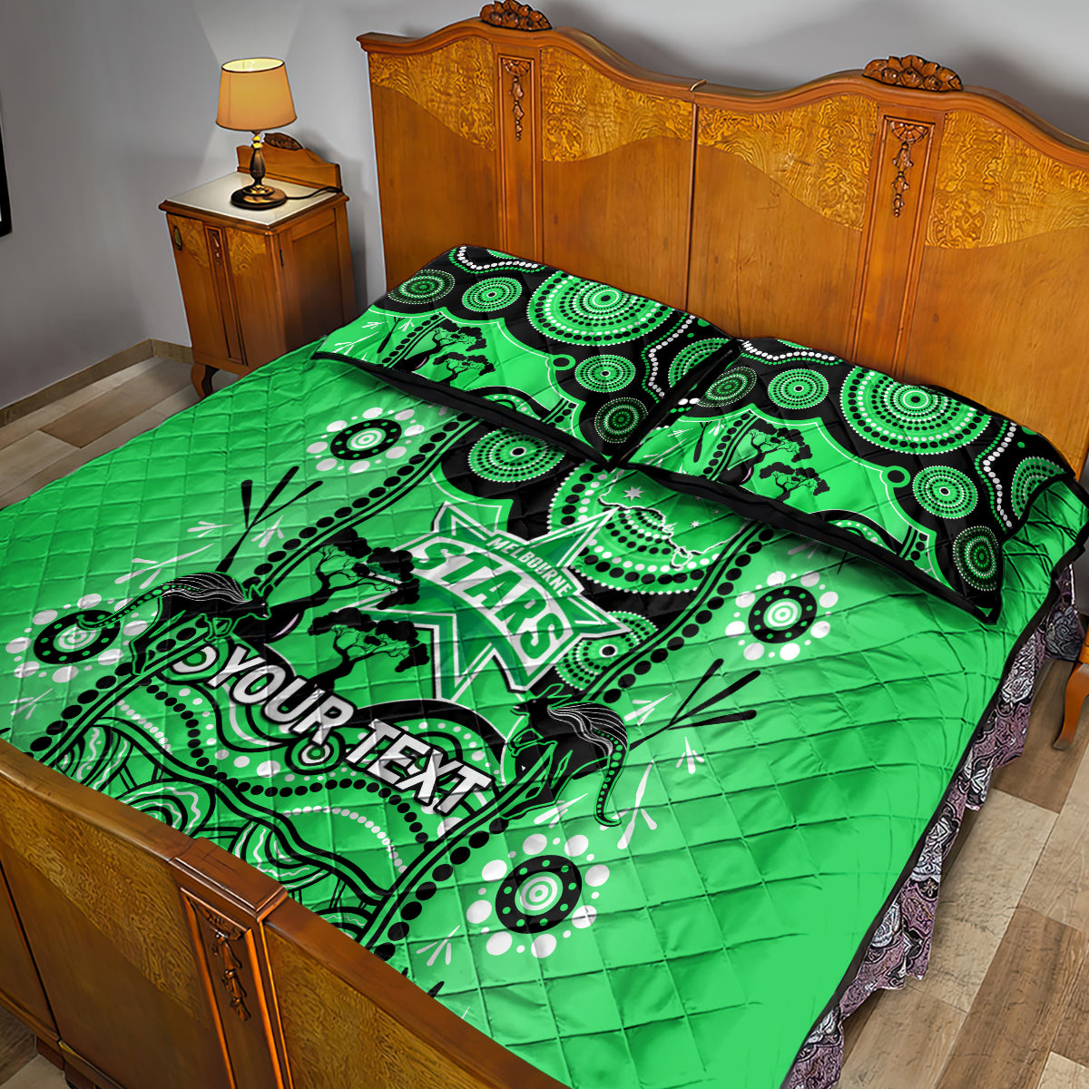 Custom Melbourne Stars Cricket Quilt Bed Set Happy Australia Day Aboriginal Art - Vibe Hoodie Shop