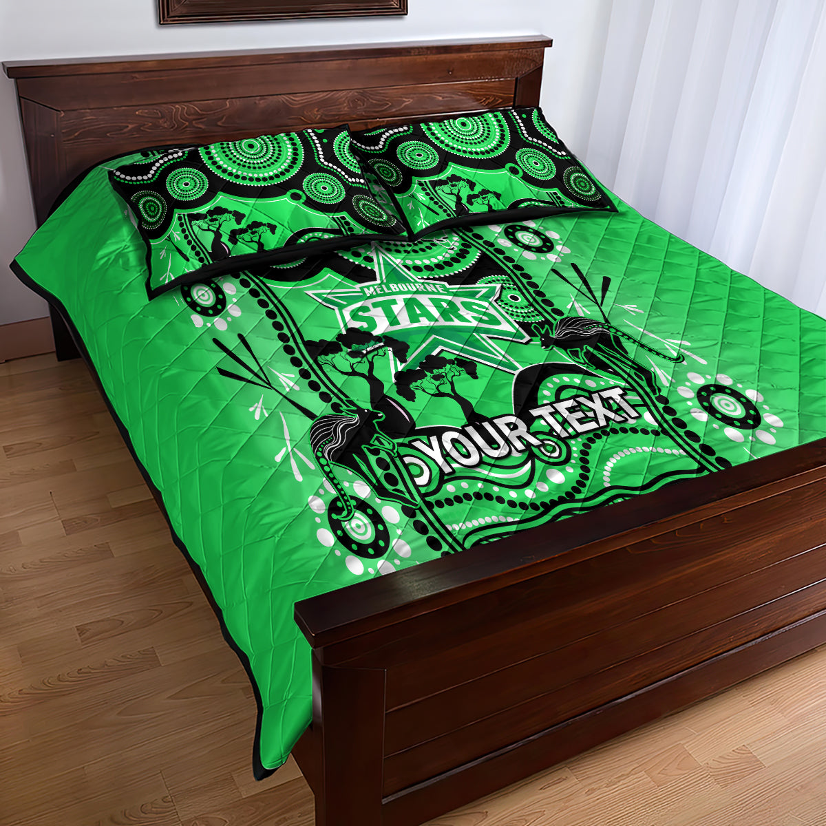 Custom Melbourne Stars Cricket Quilt Bed Set Happy Australia Day Aboriginal Art - Vibe Hoodie Shop