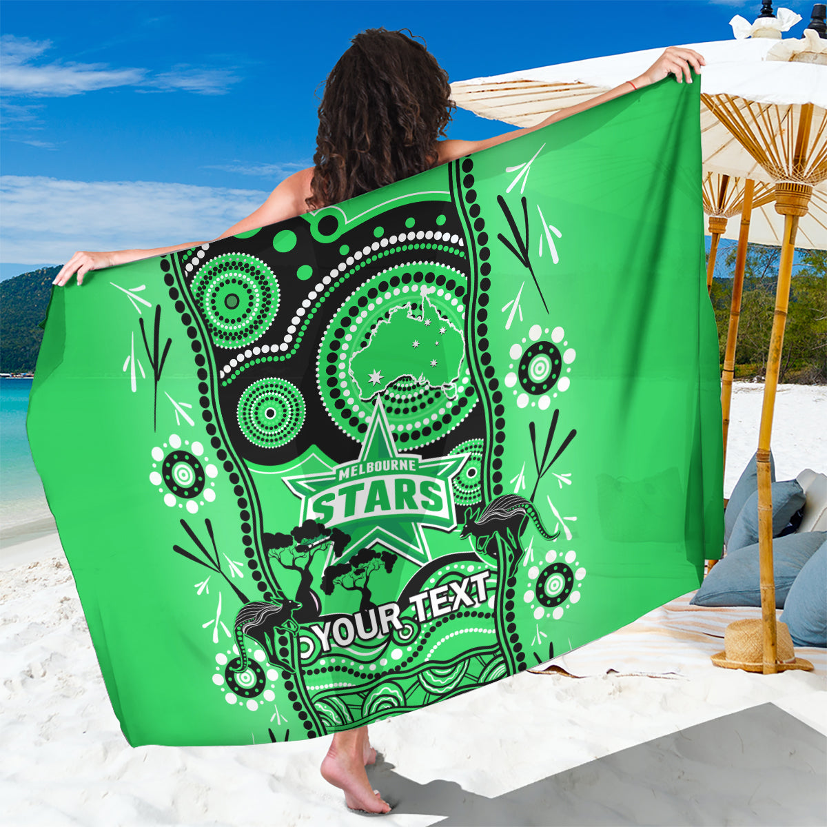 Custom Melbourne Stars Cricket Sarong Happy Australia Day Aboriginal Art - Vibe Hoodie Shop