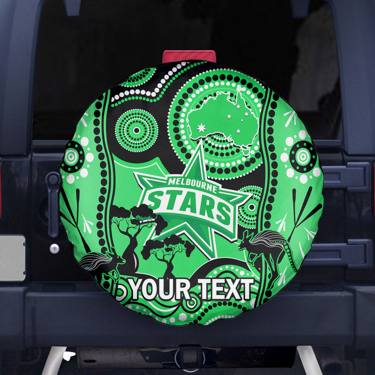 Custom Melbourne Stars Cricket Spare Tire Cover Happy Australia Day Aboriginal Art - Vibe Hoodie Shop