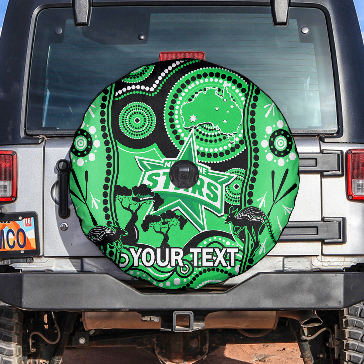 Custom Melbourne Stars Cricket Spare Tire Cover Happy Australia Day Aboriginal Art - Vibe Hoodie Shop