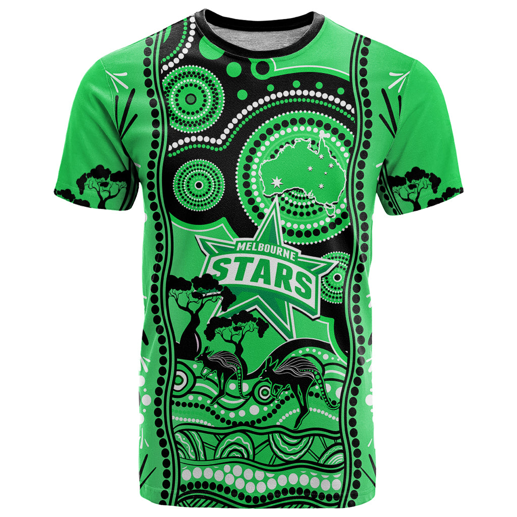 Custom Melbourne Stars Cricket T Shirt Happy Australia Day Aboriginal Art - Vibe Hoodie Shop